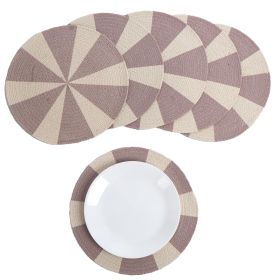 Pinwheel Printed Cotton Braided Placemats 13.5 Inch Set of 6 Washable Anti Slip Heat Resistant Mats Boho Woven Round Table Mats for House Decor K