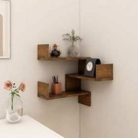 Wall Corner Shelf Smoked Oak 15.7"x15.7"x19.7" Engineered Wood