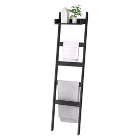 Blanket Ladder with Shelf, 5 Tier Towel Racks Bamboo Blanket Holder, Decorative Blanket, Quilt, Towel, Scarf Ladder Shelves for Livingroom, Bedro