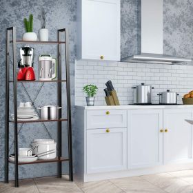 Industrial Trapezoidal Shelves; 4 Tiers Freestanding Bookshelf Storage Rack; Wooden Look; Suitable for Living Room; Bedroom; Kitchen; Bathroom; O