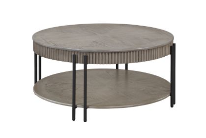 1pc Contemporary Round Coffee Table with Storage Shelf Black Brown Tan / Beige Finish Living Room Wooden Modern Furniture