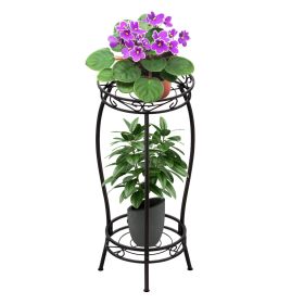2-Tier Tall Plant Stand 26.57IN in Height Rustproof Iron Plant Rack Holder For Indoor Outdoor Heavy Duty Flower Pot Display Shelf For Corner Gard
