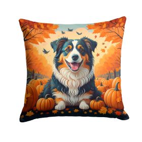 Australian Shepherd Terrier Fall Throw Pillow Machine Washable, Indoor Outdoor Decorative Pillow for Couch, Bed or Patio, 18Hx18W