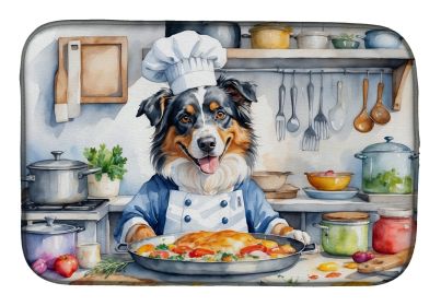 Australian Shepherd The Chef Dish Drying Mat Absorbent Dish Drying Mat Pad for Kitchen Counter Dish Drainer Mat for Countertop, 14 x 21", Multico