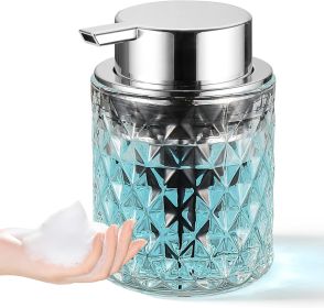 Foaming Soap Dispenser, Clear Glass Foam Hand Soap Dispenser for Bathroom, Refillable 7.8 Oz Foamy Pump Bottle with Plastic Sliver Pump