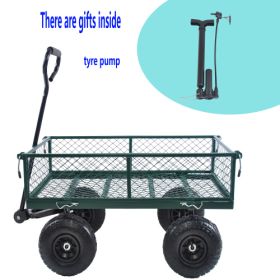Wagon Cart Garden Cart Trucks Make It Easier To Transport Firewood Green (Color: Green)